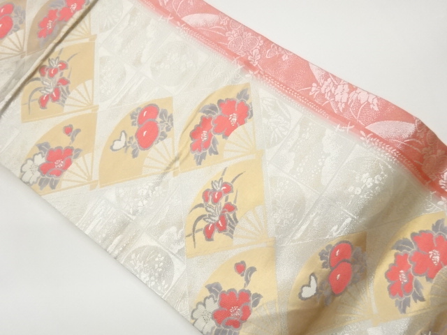 JAPANESE KIMONO / FLOWER PATTERN FAN WOVEN NAGOYA OBI